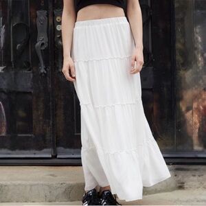 NEW Brandy Melville Gauzy White Tiered Maxi Skirt